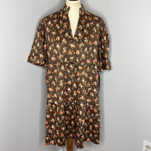 TUCKERNUCK Crawford Dress Floral Rosewood Chintz Oversize Flutter Sleeve NWT 3XL - Picture 4 of 14